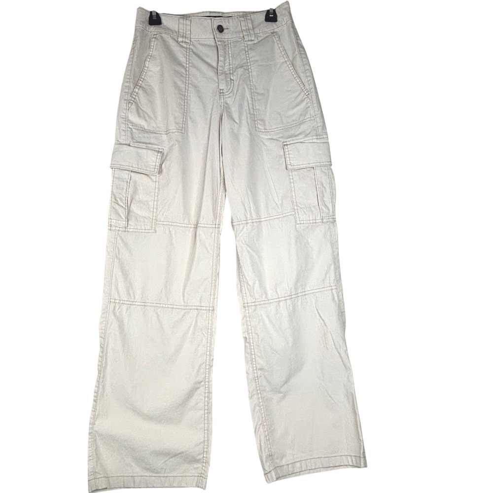 Hollister Cargo Pants High-Rise Vintage Baggy Women 3R W26R Beige Cotton Stretch